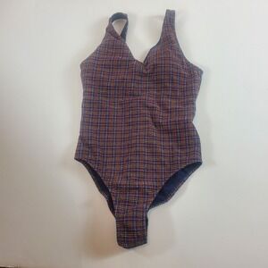 Athleta women swimsuit one piece seersucker multi color small